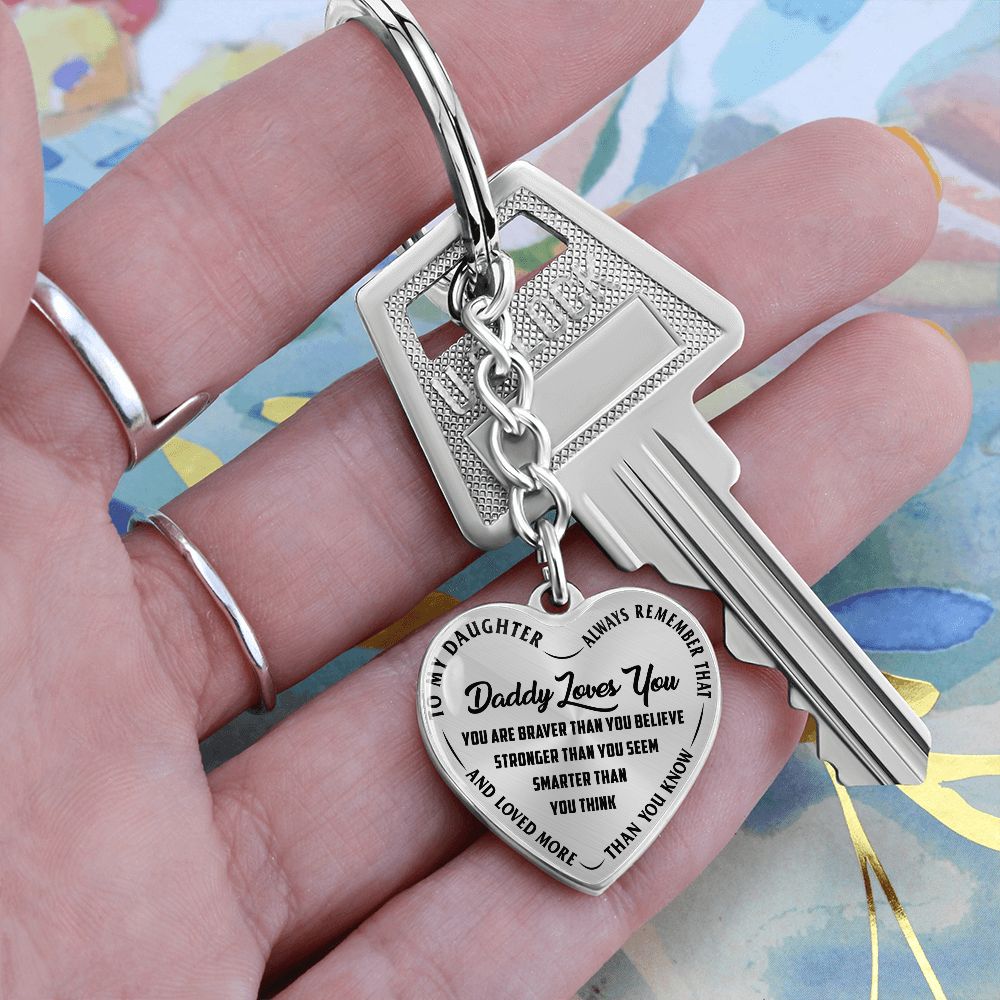 Daddy Loves You - Heart Keychain
